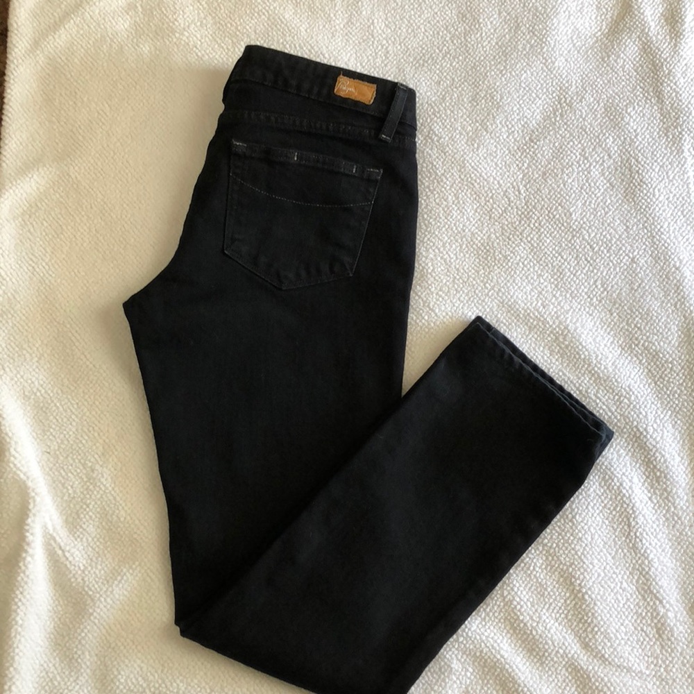 Black straight leg Paige jeans